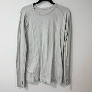 Lululemon Womens Rest Less Crew Pullover Shirt Top Cable Knit Seamless White 10